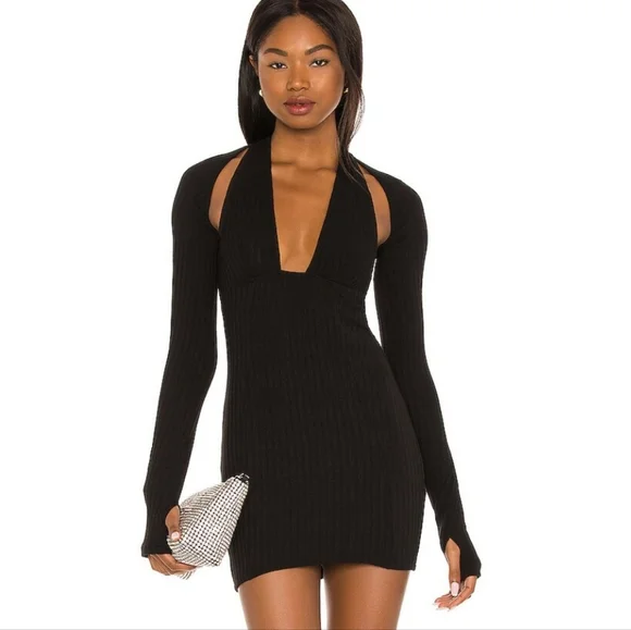 Ow Intimates Dresses | Ow Intimates Revolve Black Ribbed Nicole Dress Sz M | Color: Black | Size: M | Eluxe's Closet